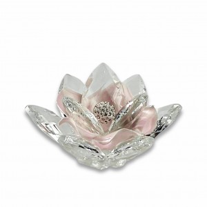 Camelia / Fiore medio cristallo e porcellana rosa