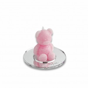 Emotion / Orsetto cera di soia rosa - base plex argento