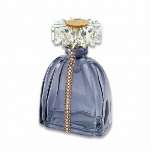 Savoia / Bottiglia vetro lustro nero con tappo cristallo