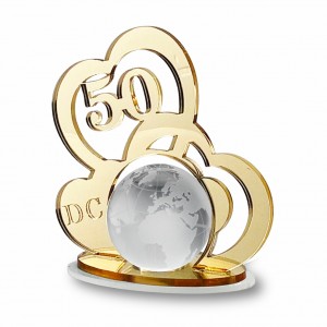 Melody / Coppia cuori 50° plex oro con mappamondo