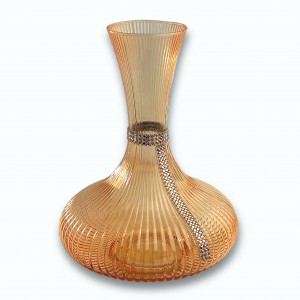 Praga / Decanter 1,5 lt vetro lustro ambra con fascia strass
