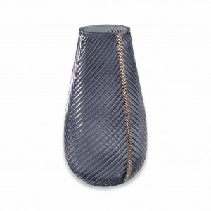 Praga / Vaso goccia piccolo vetro lustro nero con fascia strass