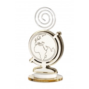 Portafoto clip con mappamondo in specchio oro