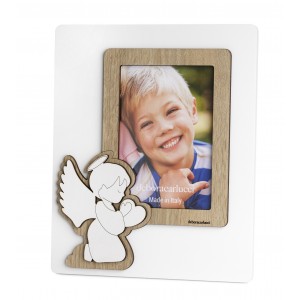 Portafoto con angelo in legno tortora