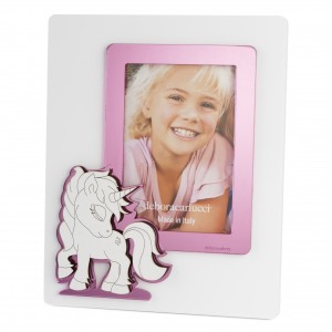 Portafoto con unicorno in specchio rosa
