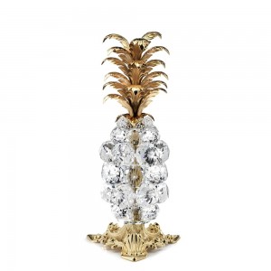 ANANAS MEDIA IN CRISTALLO CON FOGLIE OTTONE FINITURA ORO   