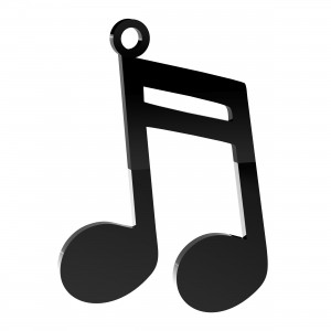 Pendente Nota Musicale in plex nero, cm 4x5