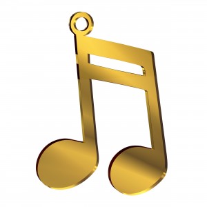 Pendente Nota Musicale in plex specchio oro, cm 4x5