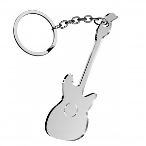Portachiavi Chitarra in plex specchio argento, cm 4x6