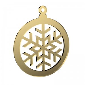 Pendente Natale - Sfera con fiocco di neve in specchio oro cm Ø 10