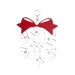 Pendente Natale - Neve con fiocco in plex e strass cm 10x12 h