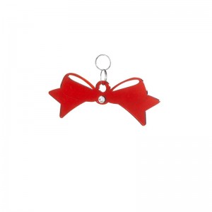 Pendente Natale - Fiocco in specchio rosso e strass cm 10x4 h