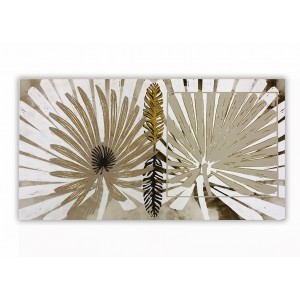 Pannello con foglie e tribale oro - cm 100 x 50