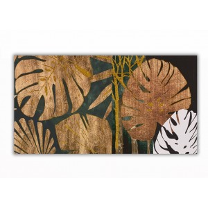 Pannello con foglie jungle oro - cm 100 x 50