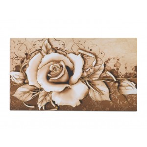 Pannello con rosa e foglie oro - cm 140 x 80