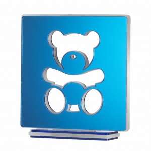 Lampada led grande Teddy in specchio blu