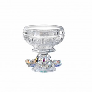 Coppa molata piccola in vetro stampato con fiori in cristallo boreale