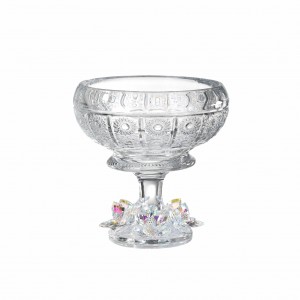 Coppa molata grande in vetro stampato con fiori in cristallo boreale 