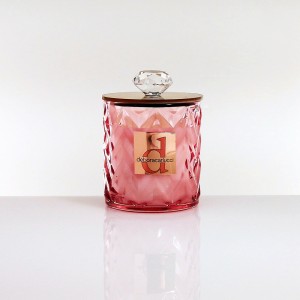Candela profumata 150ml essenza fiori di cotone cilindro in vetro lustro rosa