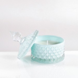 Scatola bassa in vetro vernice laccata tiffany con cera profumata