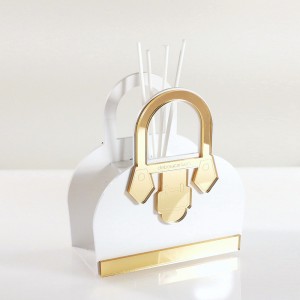 Profumatore borsetta piccola plex bianco decori specchio oro