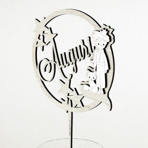 Piccolo principe cake topper stick plex legno avorio