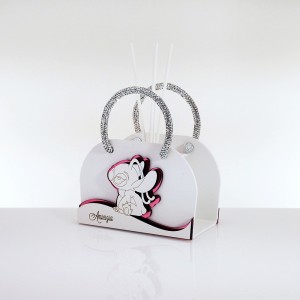 Folletto girl profumatore borsetta manici strass plex specchio rosa