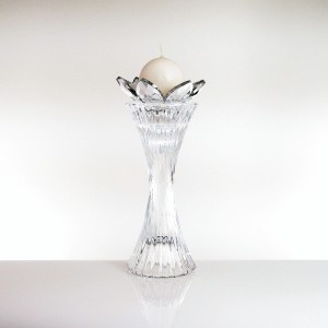 Candeliere piccolo vetro con petali cristallo platino