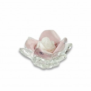 Camelia / P.candela piccolo cristallo e porcellana rosa-cera bianca