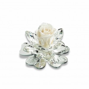 Iris / Fiore grande cristallo base plex argento - rosa stabilizz. bianco