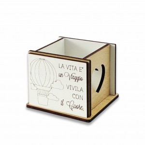 Witty / Cassetta legno mongolfiera incisione personalizzata - sfuso