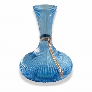 Praga / Decanter 1,5 lt vetro lustro blu con fascia strass