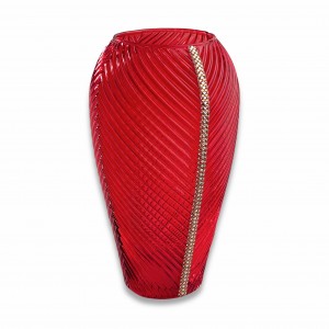 Praga / Vaso coppa piccolo vetro lustro rosso con fascia strass