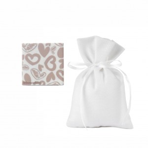 Segnaposto con sacchetto - Decorazione cuori beige
