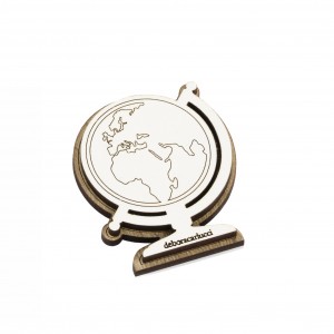 Magnete con mappamondo in legno tortora