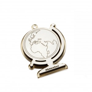 Pendente con mappamondo specchio oro - cm 5
