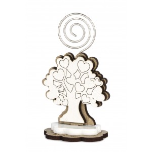 Portafoto clip con albero della vita in legno tortora 