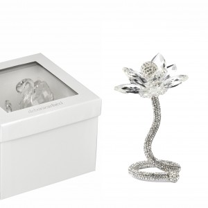 Ramo piccolo verticale con strass e fiore in cristallo