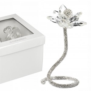 Ramo verticale grande con strass e fiore in cristallo