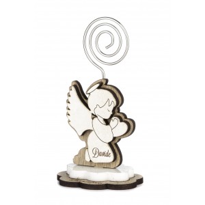 Portafoto clip con angelo in legno tortora