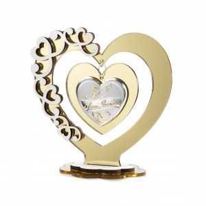 Icona piccola a forma di cuore in specchio oro per 50° anniversario