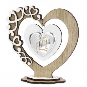 Icona media in legno a forma di cuore per cresima 