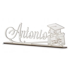 Scritta con base con nome personalizzato in legno per laurea