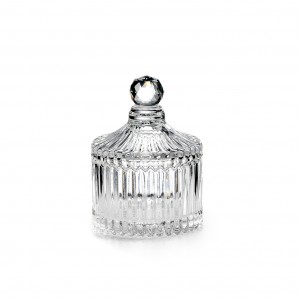 Scatola tonda piccola in vetro con pomello crystal
