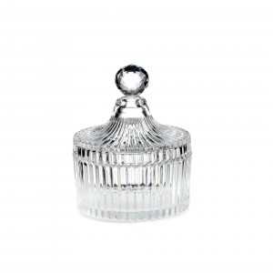 Scatola tonda grande in vetro con pomello crystal 