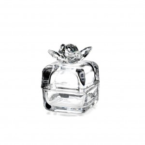 Scatola quadrata in vetro con petali crystal 