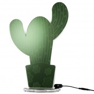 Lampada led a forma di cactus in plex specchio verde