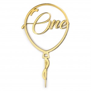 caketopper stick Ø15cm'PALLONCINO ONE'SPECCHIO ORO