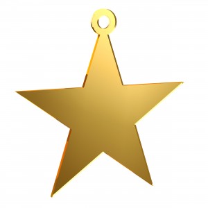 Pendente Stella in plex specchio oro, cm 4x4