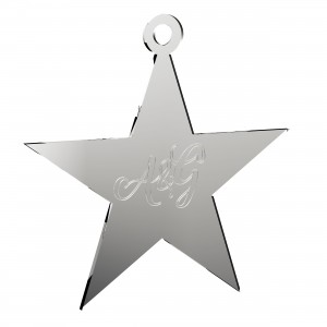 Pendente Stella in plex specchio argento con incisione iniziali, cm 4x4
